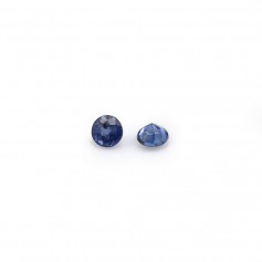 Saphir bleu, à sertir, taillé rond brillant 2-3mm x 1pc
