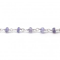 Silver Chain with Iolite in 3-4mm x 20cm