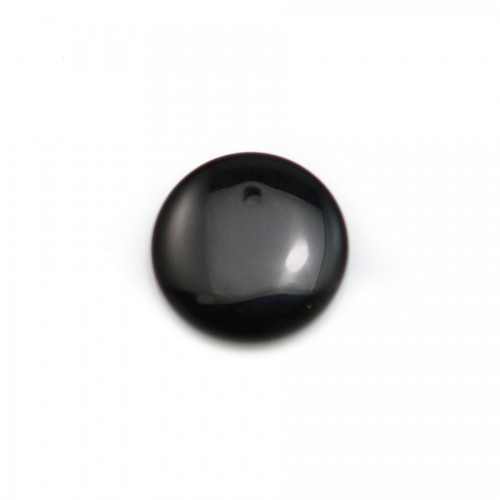 Ciondolo di agata nera, forma rotonda piatta, 12 mm x 4 pezzi