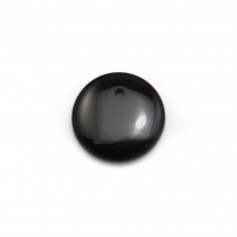 Ciondolo di agata nera, forma rotonda piatta, 12 mm x 4 pezzi