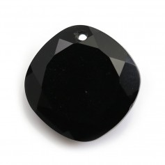 Ciondolo in agata nera, forma di rombo sfaccettato, 15 mm x 1 pz