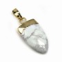Pendant in howlite, set in gold metal, 10 * 18mm x 1pc