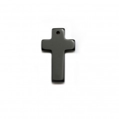 Pendentif agate noir croix 15x25mm x 1pc