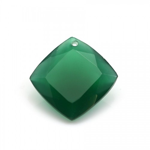 Agate pendant, in green color, square shaped, 18mm x 1pc