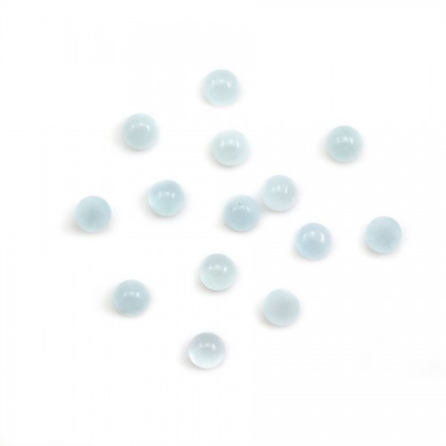 Cabochon aquamarine, round shape 4mm x 2pcs