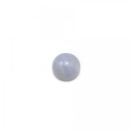 Blue chalcedony cabochon, in round shape, 6mm x 4pcs
