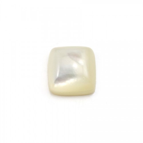 Cabochon branco mãe de pérola, forma quadrada, 10mm x 1pc