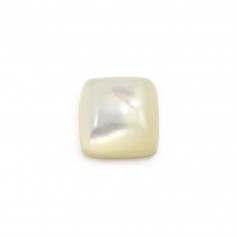 Cabochon branco mãe de pérola, forma quadrada, 10mm x 1pc