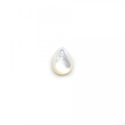 Cabochon in madreperla bianca, forma a goccia 6x8 mm x 2 pezzi