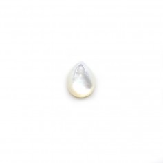 Drop cabochon 6x8 mm in white mother-of-pearl x 2pcs