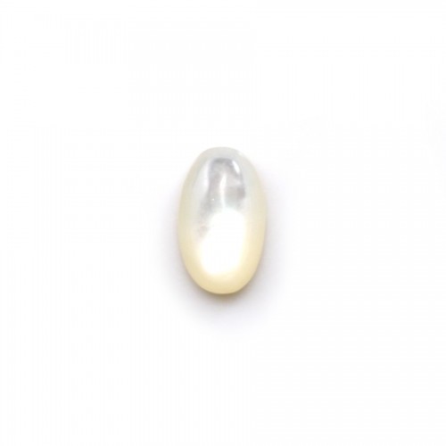 Weißes Perlmutt Cabochon, ovale Form 6x9mm x 4pcs