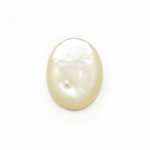 Weißes Perlmutt Cabochon, ovale Form, 12 * 16 mm x 1St