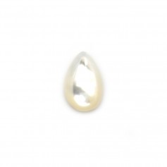 Drop cabochon 6x9mm White Mother-of-Pearl x 2pcs