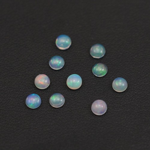 Ethiopian opal in cabochon, multicolored, in round shape, 4mm x 10pcs