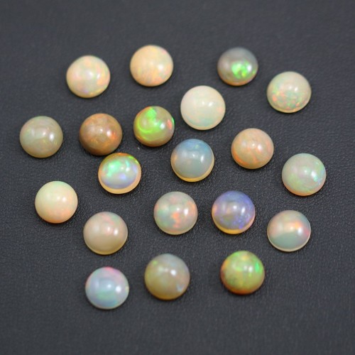 Cabochon d'opale ethiopienne, multicolore, de forme ronde, 8mm x 1pc
