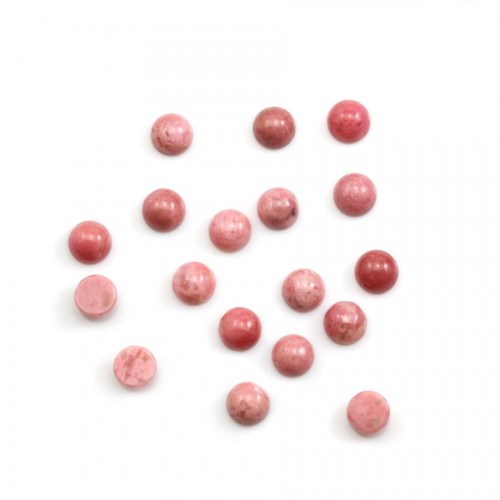 Cabochão redondo de rodonite rosa 6mm x 4pcs