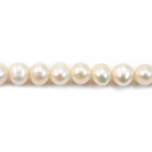 Perlas cultivadas de agua dulce, blancas, redondas, 7-8mm x 1ud