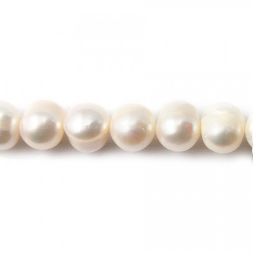 Perle coltivate d'acqua dolce, bianche, ovali, 10-11 mm x 39 cm
