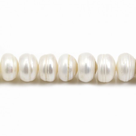 White flattened round freshwater pearls 10.5-12mm x 2pcs