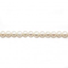 Freshwater cultured pearls, white, half-round, 4-5mm x 2pcs