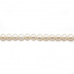 Perlas cultivadas de agua dulce, blancas, semirredondas, 4-5mm x 2pcs