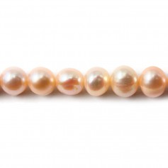 Freshwater cultured pearls, salmon, oval, 7-8mm x 4pcs