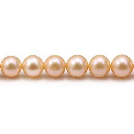 Salmon color round freshwater pearls 8mm x 40cm
