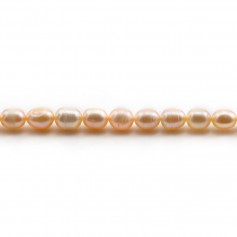 Freshwater cultured pearls, salmon, olive, 6- 6.5mm x 4pcs