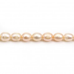 Freshwater cultured pearls, salmon, olive, 7-10mm x 4pcs
