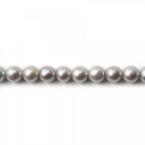 Perles d'eau Douce Rond Grise 6mm X 40 cm