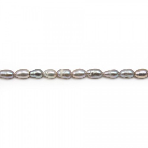Perle coltivate d'acqua dolce, grigio, oliva, 4-4,5 mm x 35 cm