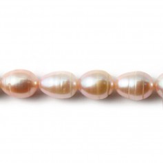 Freshwater cultured pearls, salmon, olive, 7mm x 5pcs