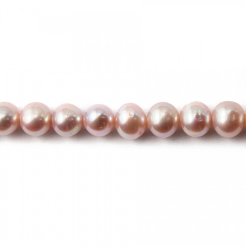Perles de culture d'eau douce, mauve, ovale 7mm x 4pcs