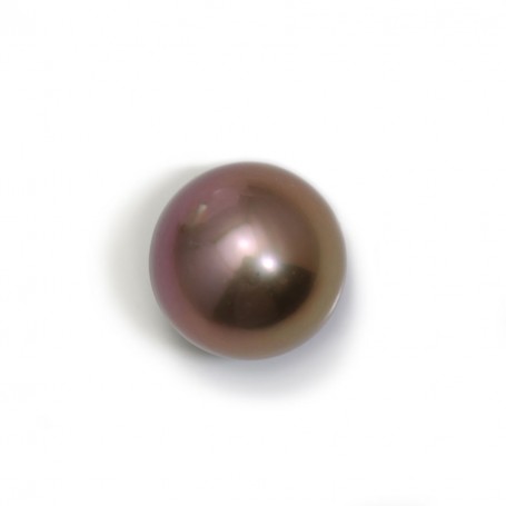 Half-drilled round mauve 14-15mm freshwater cultured pearl x 1pc
