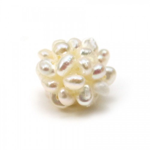 Boule de perles d'eau douce blanche, de taille 13-14mm x 1pc