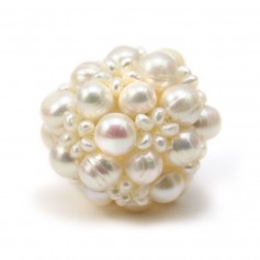 Freshwater cultured pearl ball, white, 30mm x 1pc