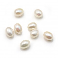 Freshwater cultured pearl, half-percée, white, olive, 8-9mm x 1pc
