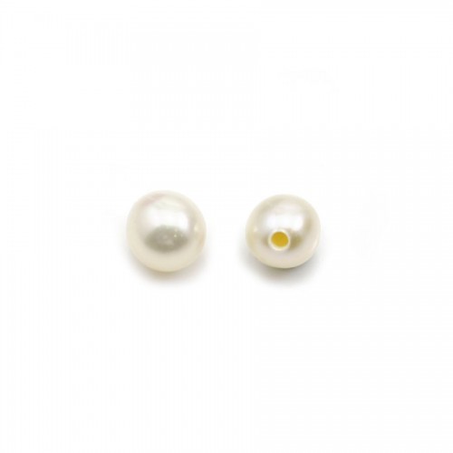 Perlas cultivadas de agua dulce, semiperforadas, blancas, redondas, 4,5-5mm x 2 piezas