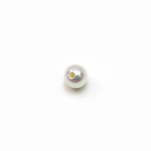 Perle d'eau douce blanche ronde semi percée 4-4.5mm x 1pc