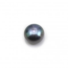 Perle di coltura d'acqua dolce, semiperforate, blu scuro, a bottone, 9-9,5 mm x 4 pz