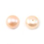 Perle coltivate d'acqua dolce, semi-perforate, salmone, bottone, 8,5-9 mm x 2 pz