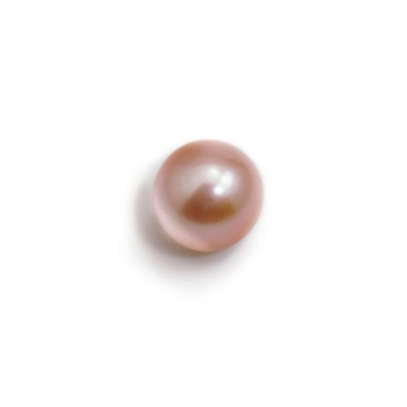 Salmon freshwater cultured pearl, quality, half-drilled, round shape, 8.5-9mm x 1pc