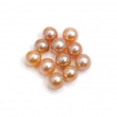 Salmon Freshwater cultured pearl, half drilled, in round shape 8.5-9mm x 1pc