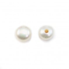 Freshwater cultured pearls, half drilledwhite, button, 3.5-4mm x 4pcs
