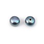 Perle di coltura d'acqua dolce, semi-perforate, blu scuro, a bottone, 6 mm x 2 pz