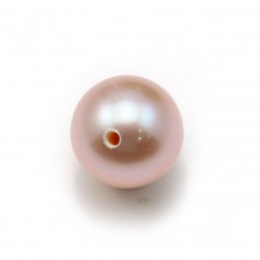 Perle de culture d'eau douce, semi-percée, mauve, ronde, 8-9mm x 1pc