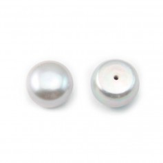 Perlas cultivadas de agua dulce, semiperforadas, bañadas en plata, botón, 6mm x 4pcs