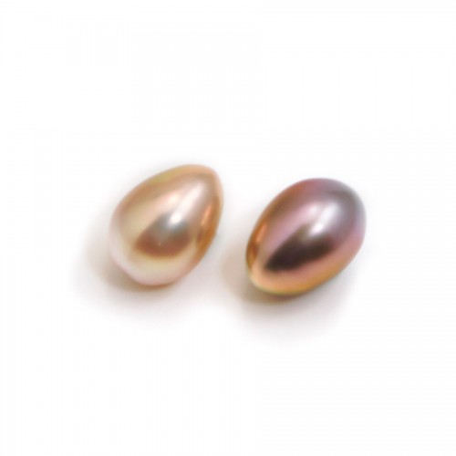 Perlas cultivadas de agua dulce, semiperforadas, malva, ovaladas, 6-6,5mm x 1ud