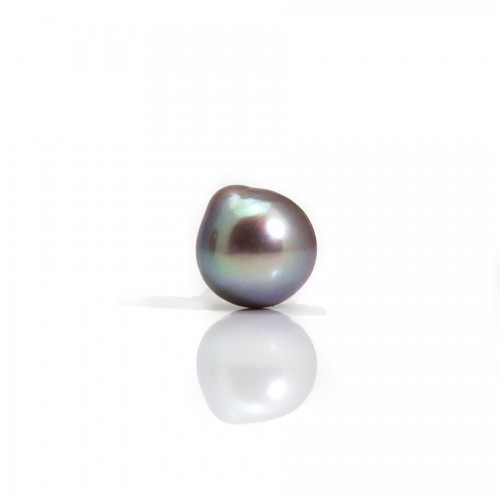Perla cultivada de agua dulce, semiperforada, púrpura, ovalada, 9.5-10mm x 1pc