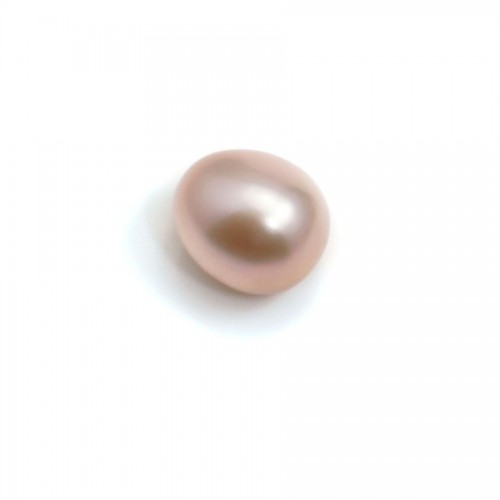 Purplish pink half-drilled oval freshwater cultured pearl 9mm x 1pc